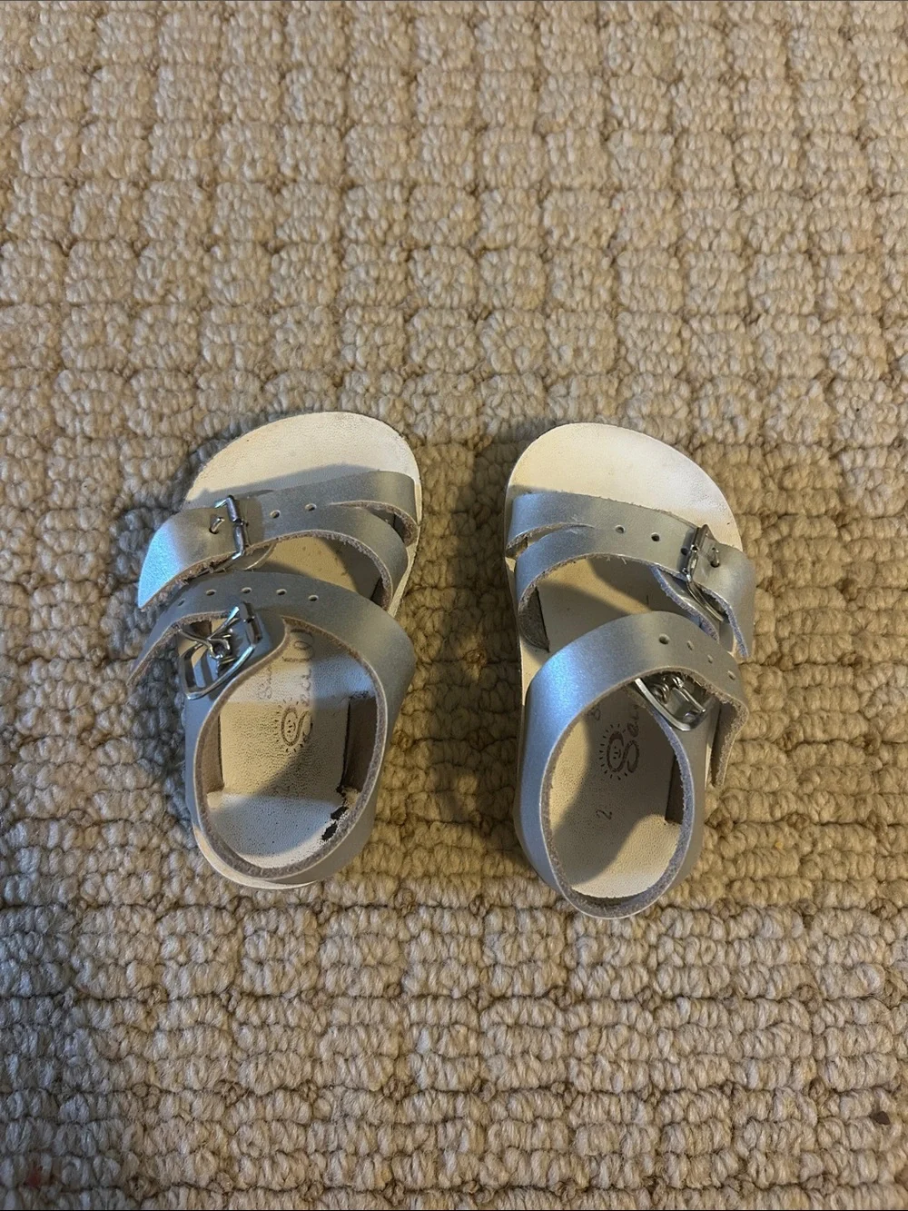 Sun Sans Sea Wee Kids Silver Metallic Buckle Sandals